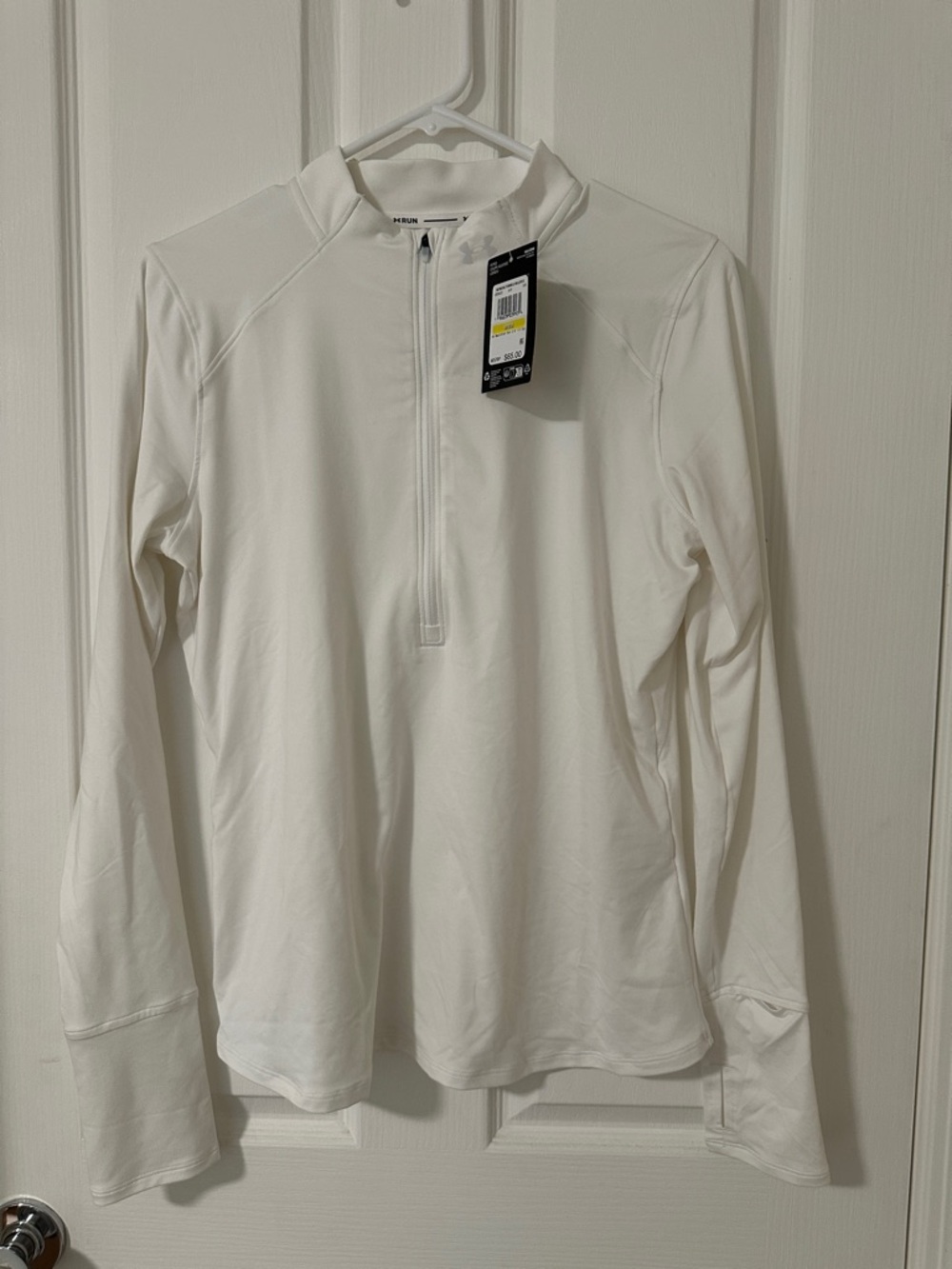 Under Armour Women's White Long-Sleeve Quarter-Zip Performance Top